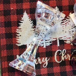 09BT- Clear Glass Slovenia 24% Lead Crystal Candle Holder